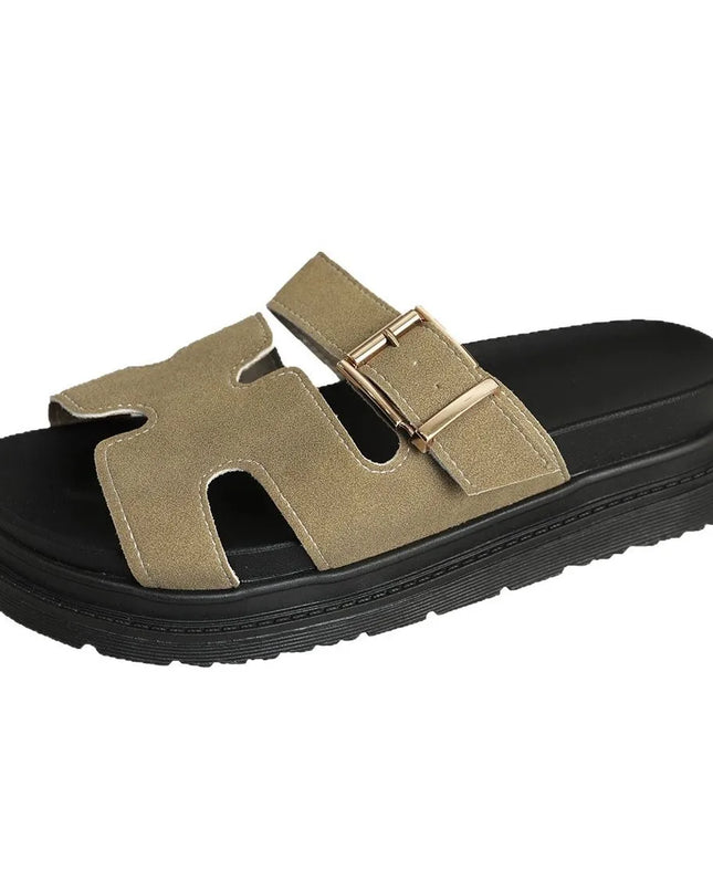 Women’s Trendy Velcro Belt‑Buckle Beach Sandals – Thick Sole Sport Slides
