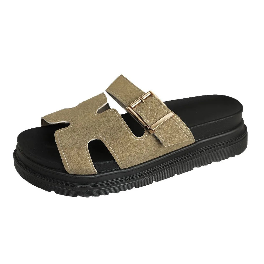 Women’s Trendy Velcro Belt‑Buckle Beach Sandals – Thick Sole Sport Slides
