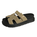 Women’s Trendy Velcro Belt‑Buckle Beach Sandals – Thick Sole Sport Slides-HighTouch