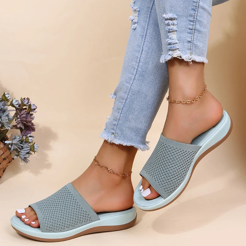 Women’s Platform Slip-On Wedge Sandals – All-Season PU Outdoor Shoes