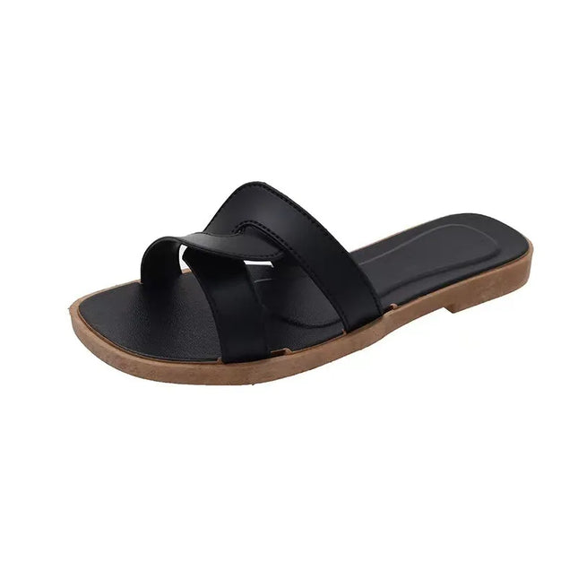 Women's Comfort Slide Sandals - Anti-Slip Cross-Strap Slippers w/PVC Sole | Sizes 5-11 | Wholesale Available