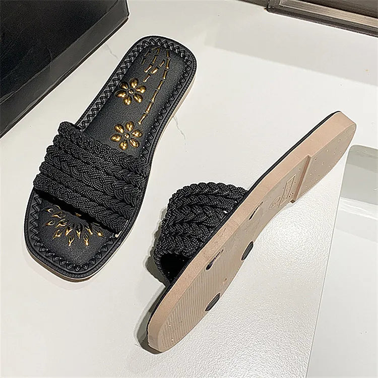 Women’s Slip-On Platform Sandals – Summer Flat Anti-Slip Fashion Slides-HighTouch
