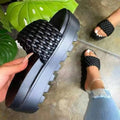 Women’s Braided Platform Sandals – Fashion Flat Open Toe Summer Slippers-HighTouch