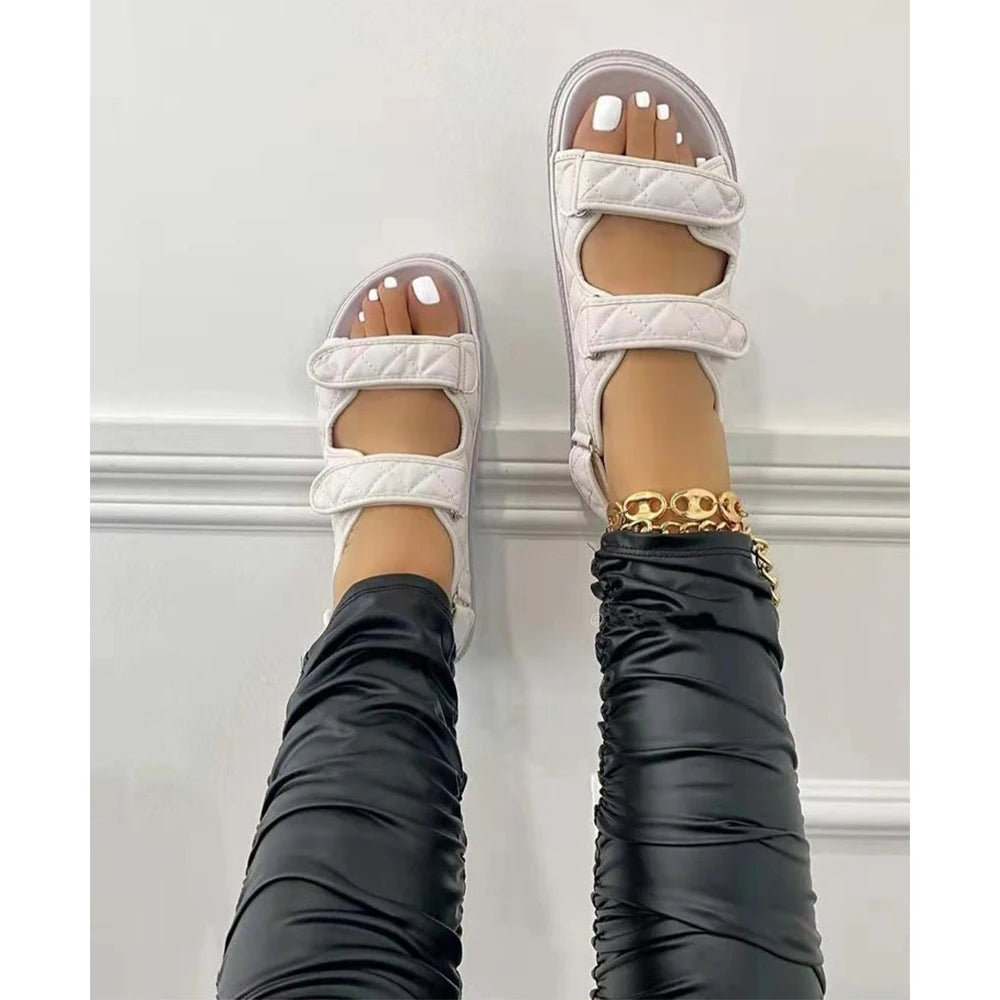 Double Strap Women’s Flat Sandals – Soft Outdoor Summer Beach Shoes-HighTouch