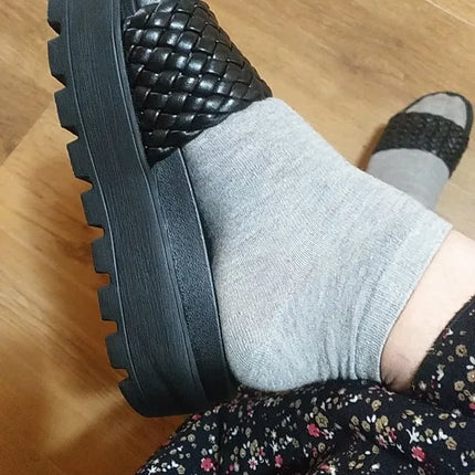Women’s Braided Platform Sandals – Fashion Flat Open Toe Summer Slippers