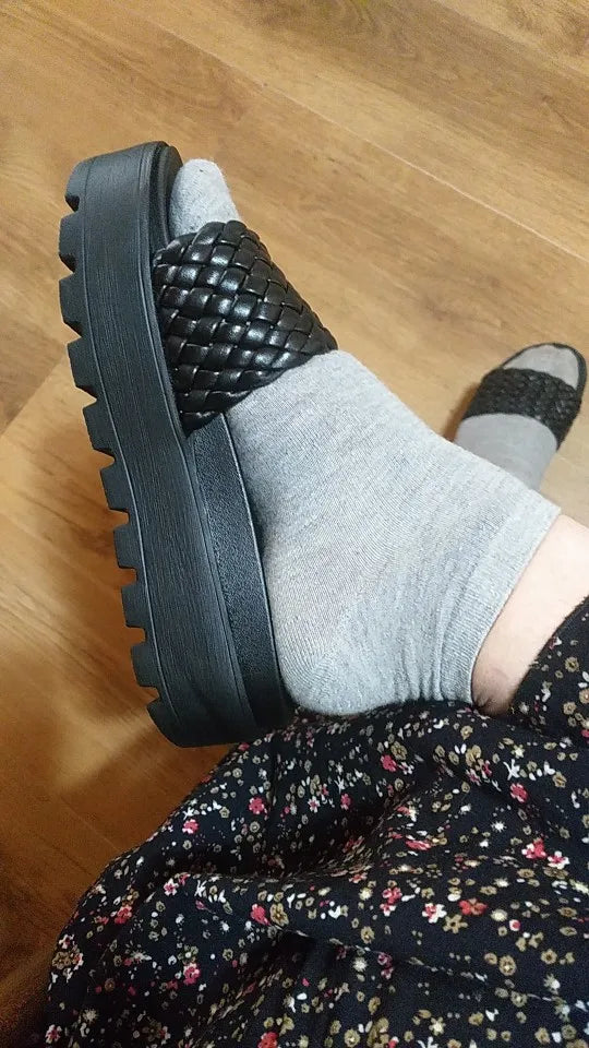 Women’s Braided Platform Sandals – Fashion Flat Open Toe Summer Slippers