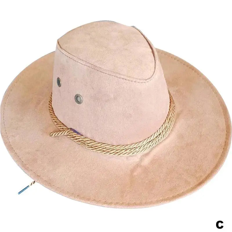 Western Cowboy Hat for Men – Wide Brim Breathable Adjustable Fit Summer Sun Protection-HighTouch