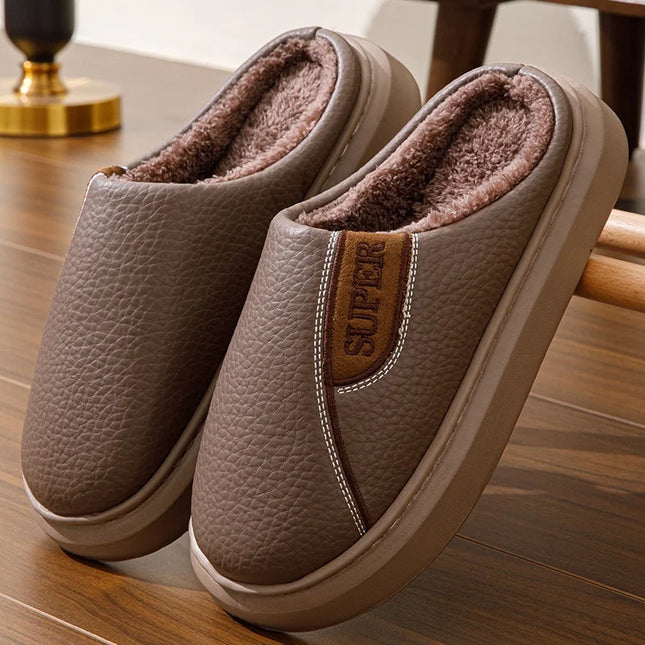 Men's Extra Large Winter Indoor Slippers – HeatTech Non-Slip Thick Sole with Printed Design