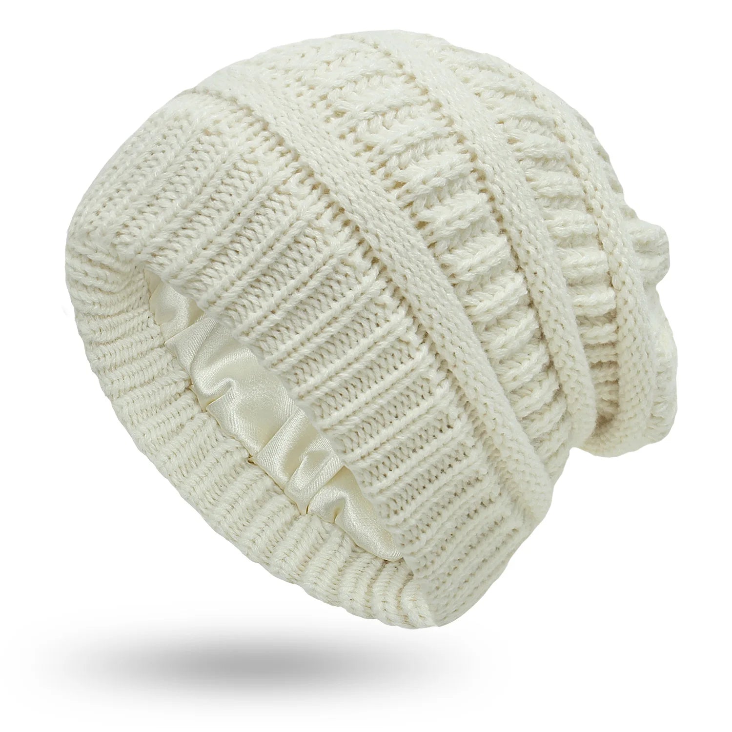 Women’s Silk-Satin Lined Chunky Knit Beanie