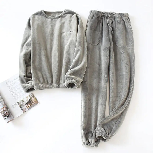 Thick Velvet & Flannel 2-Piece Pajama Set Men