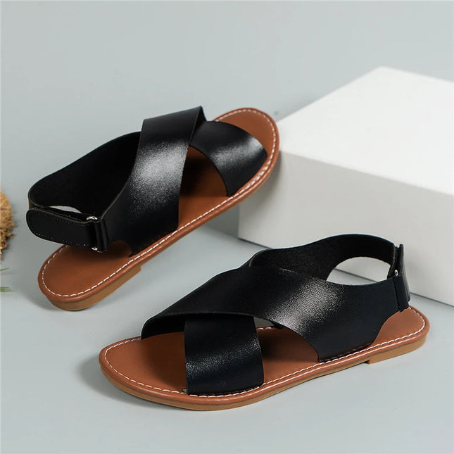 Women's Open Toe Ankle Strap Sandals – Lightweight Leather Spring Walking Shoes