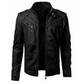 Men’s Faux Leather Motorcycle Jacket-HighTouch