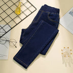 Black Elastic-Waist Slim Stretch Jeans – 6XL High-Waist Ankle-Length-HighTouch