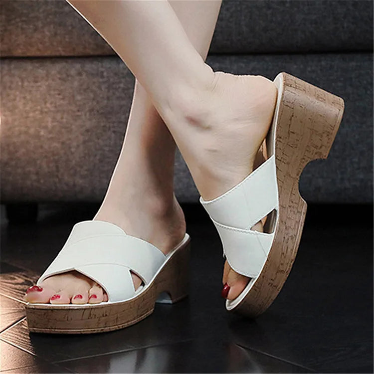 Women’s Chunky Heel Platform Wedge Sandals – Open Toe Jute Summer Shoes