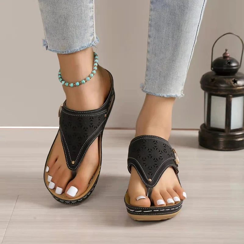 Women's Lightweight Clip Toe Wedge Sandals – Non-Slip Summer Platform Flip Flops-HighTouch