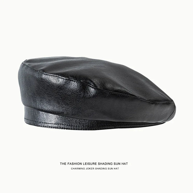 Genuine Leather Beret Cap – Stylish Unisex Bucket & Beret Hybrid