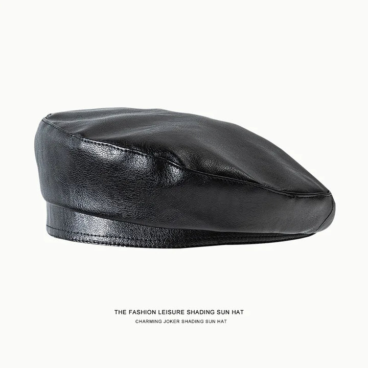 Artificial Leather Beret Cap – Stylish Unisex Bucket & Beret Hybrid-HighTouch