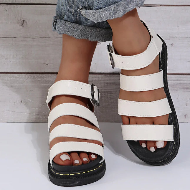 Women’s Soft Leather Platform Sandals – Summer Open Toe Wedge Flats