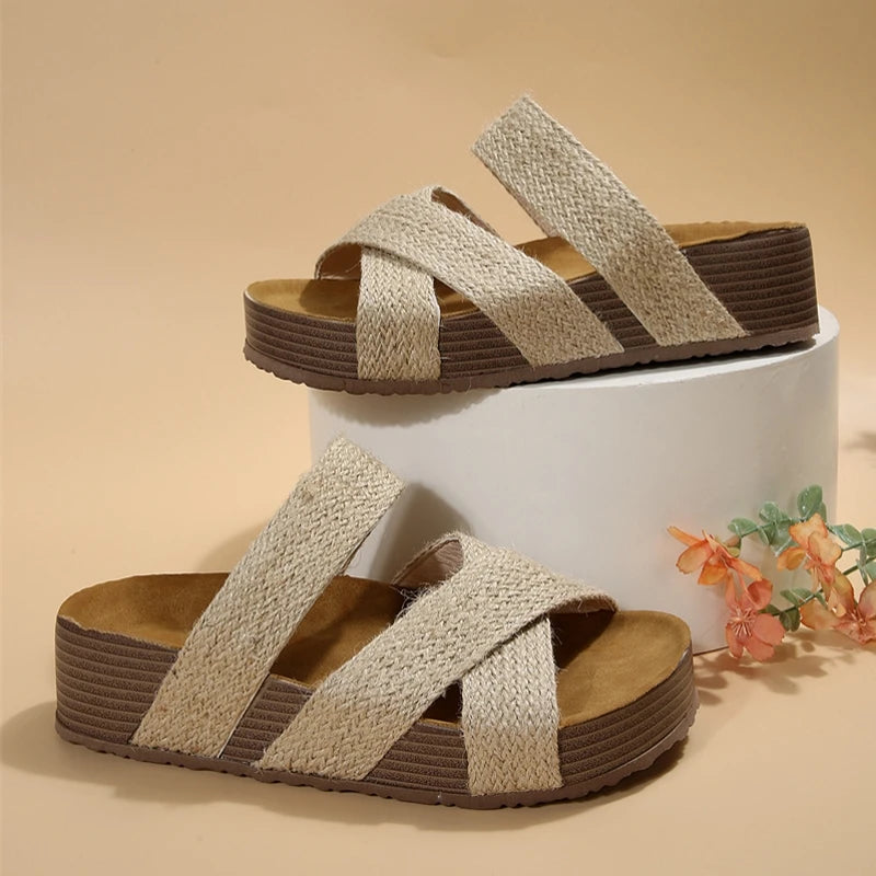 Fashionable Female Slide slippers Ladies Babouches Thick-soled Women Outdoor Flat Sandals-HighTouch