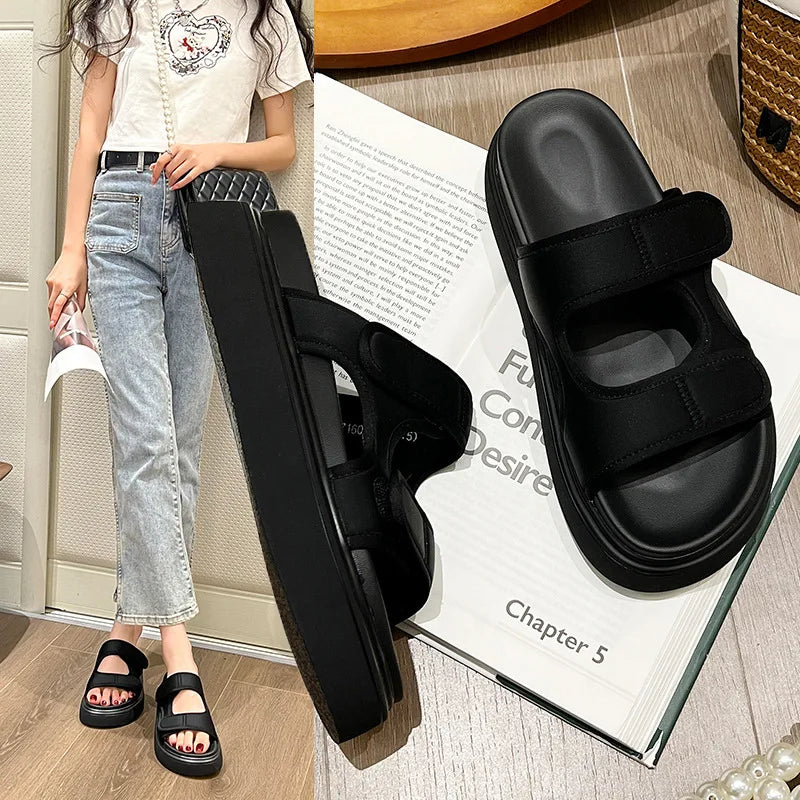 Women's Summer Velcro Sport Sandals – Thick Sole Casual Beach Slides-HighTouch