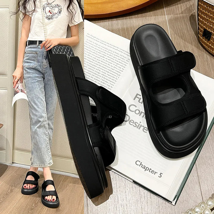 Women's Summer Velcro Sport Sandals – Thick Sole Casual Beach Slides-HighTouch