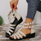 Spring Summer Ladies' Wedge Sandals Comfortable Durable Beach Flat Sandals Solid-HighTouch