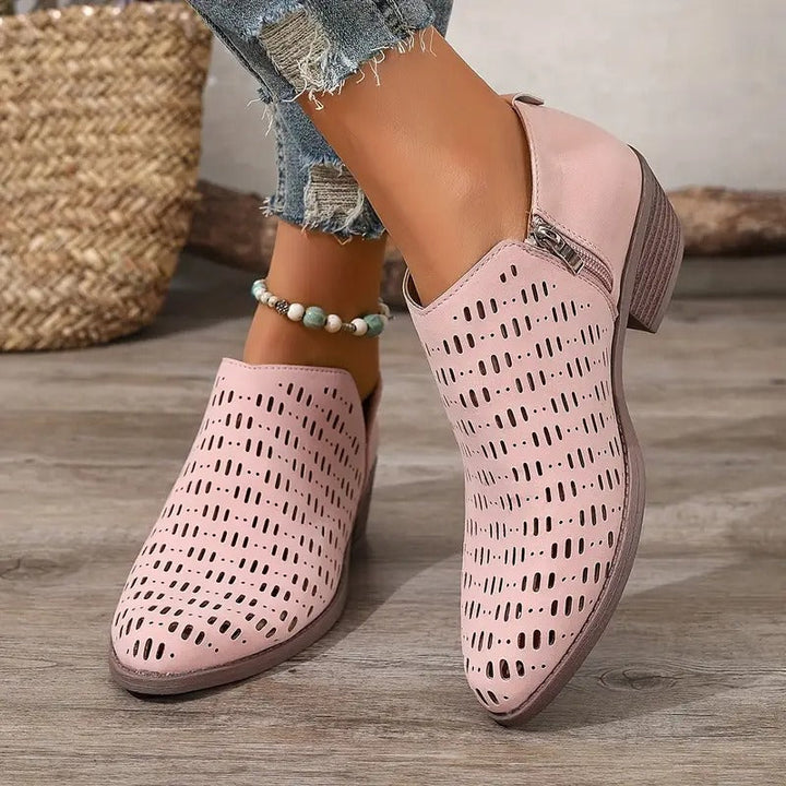 Women's Ankle Boots - Stylish Low Block Heel Everyday Booties