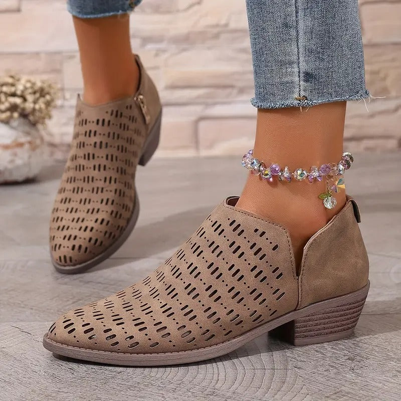 Women's Ankle Boots - Stylish Low Block Heel Everyday Booties