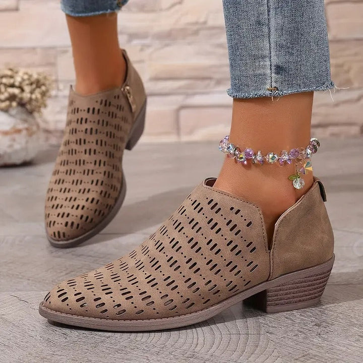 Women's Ankle Boots - Stylish Low Block Heel Everyday Booties