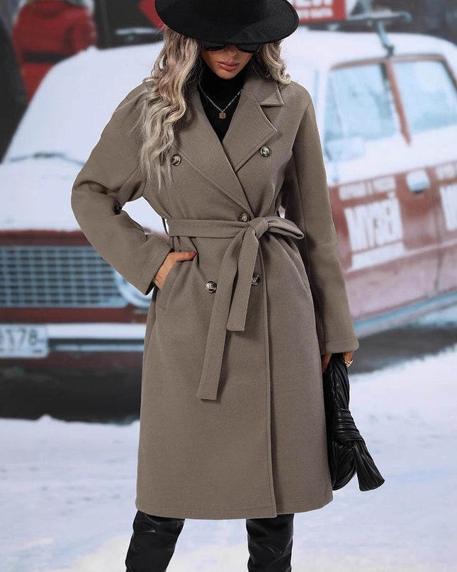 Elegant Helsinki Double-Breasted Coat – Women’s Tailored Outerwear