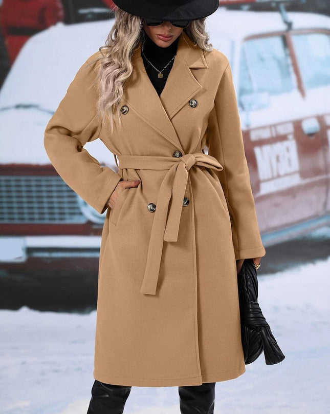 Elegant Helsinki Double-Breasted Coat – Women’s Tailored Outerwear