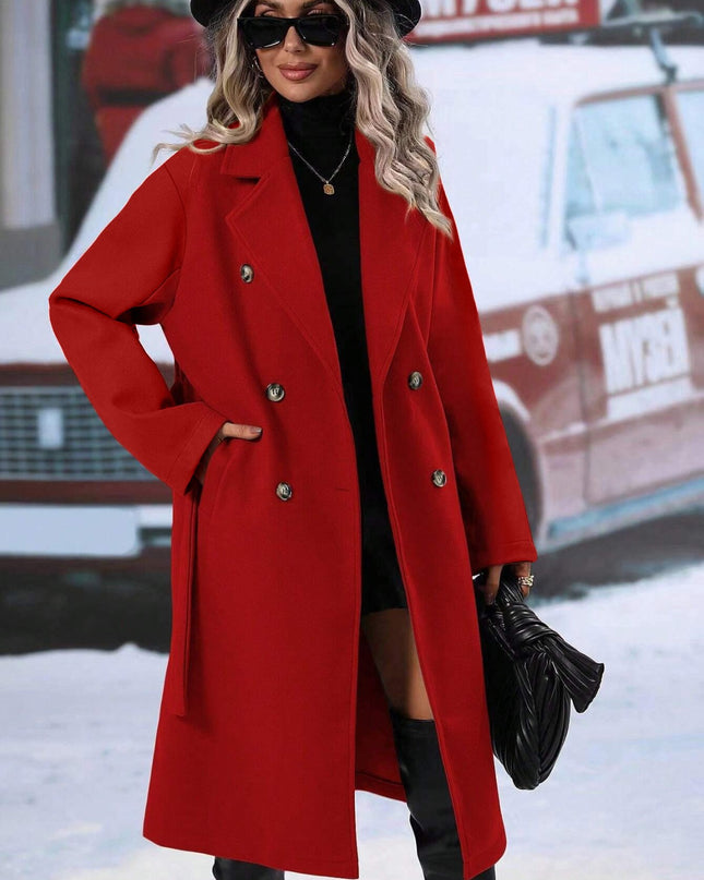 Elegant Helsinki Double-Breasted Coat – Women’s Tailored Outerwear