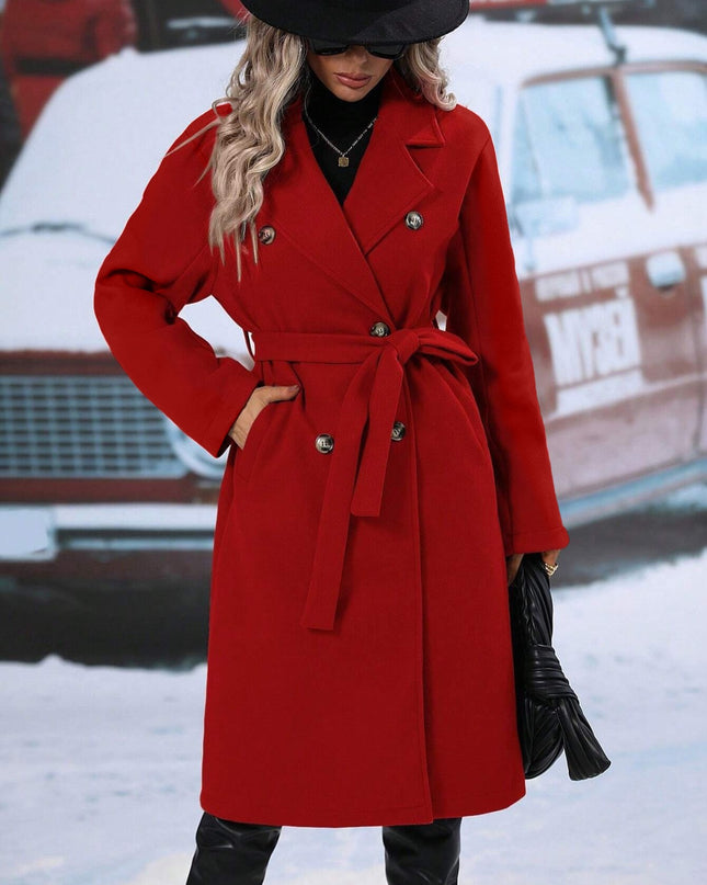 Elegant Helsinki Double-Breasted Coat – Women’s Tailored Outerwear