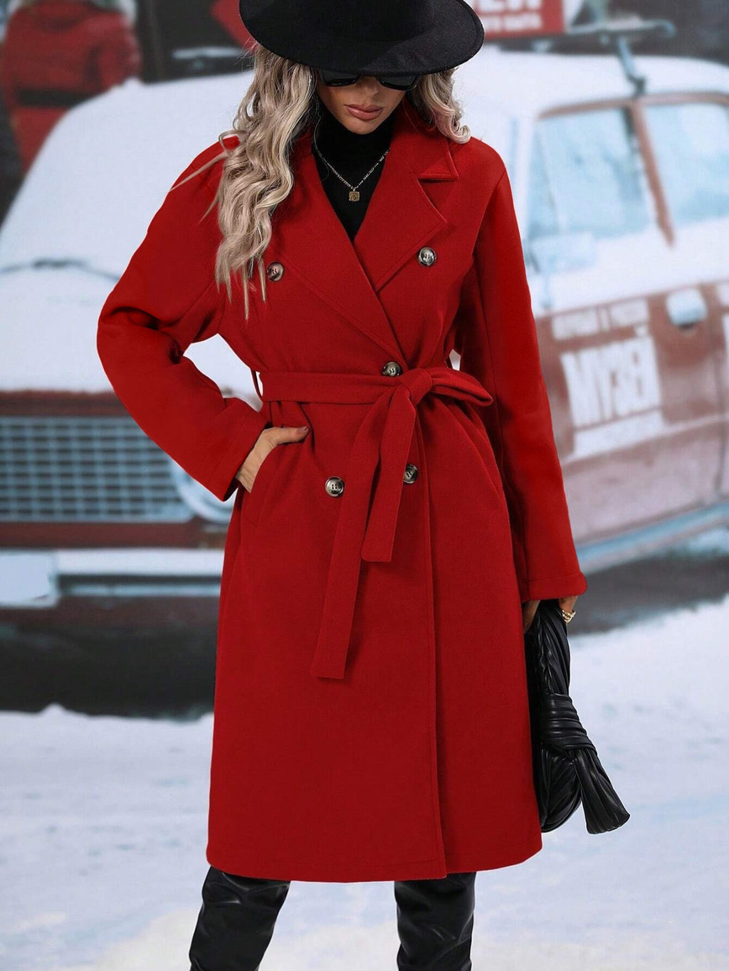 Elegant Helsinki Double-Breasted Coat – Women’s Tailored Outerwear