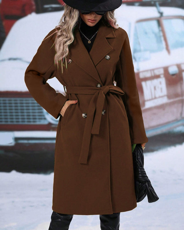 Elegant Helsinki Double-Breasted Coat – Women’s Tailored Outerwear