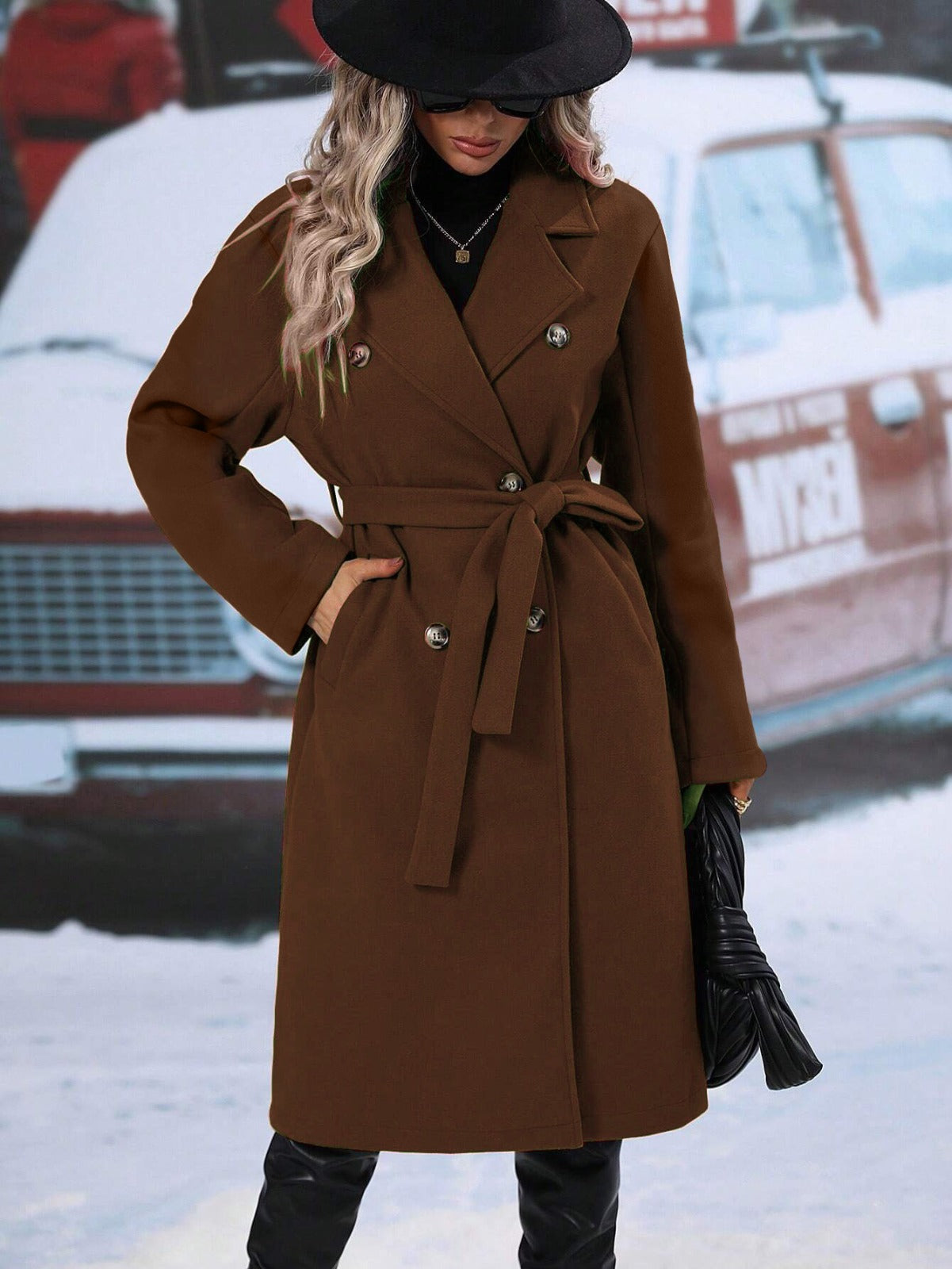 Elegant Helsinki Double-Breasted Coat – Women’s Tailored Outerwear