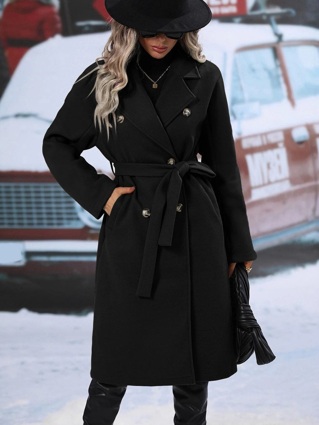 Elegant Helsinki Double-Breasted Coat – Women’s Tailored Outerwear