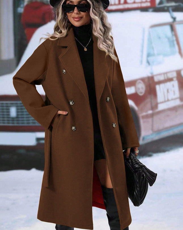 Elegant Helsinki Double-Breasted Coat – Women’s Tailored Outerwear