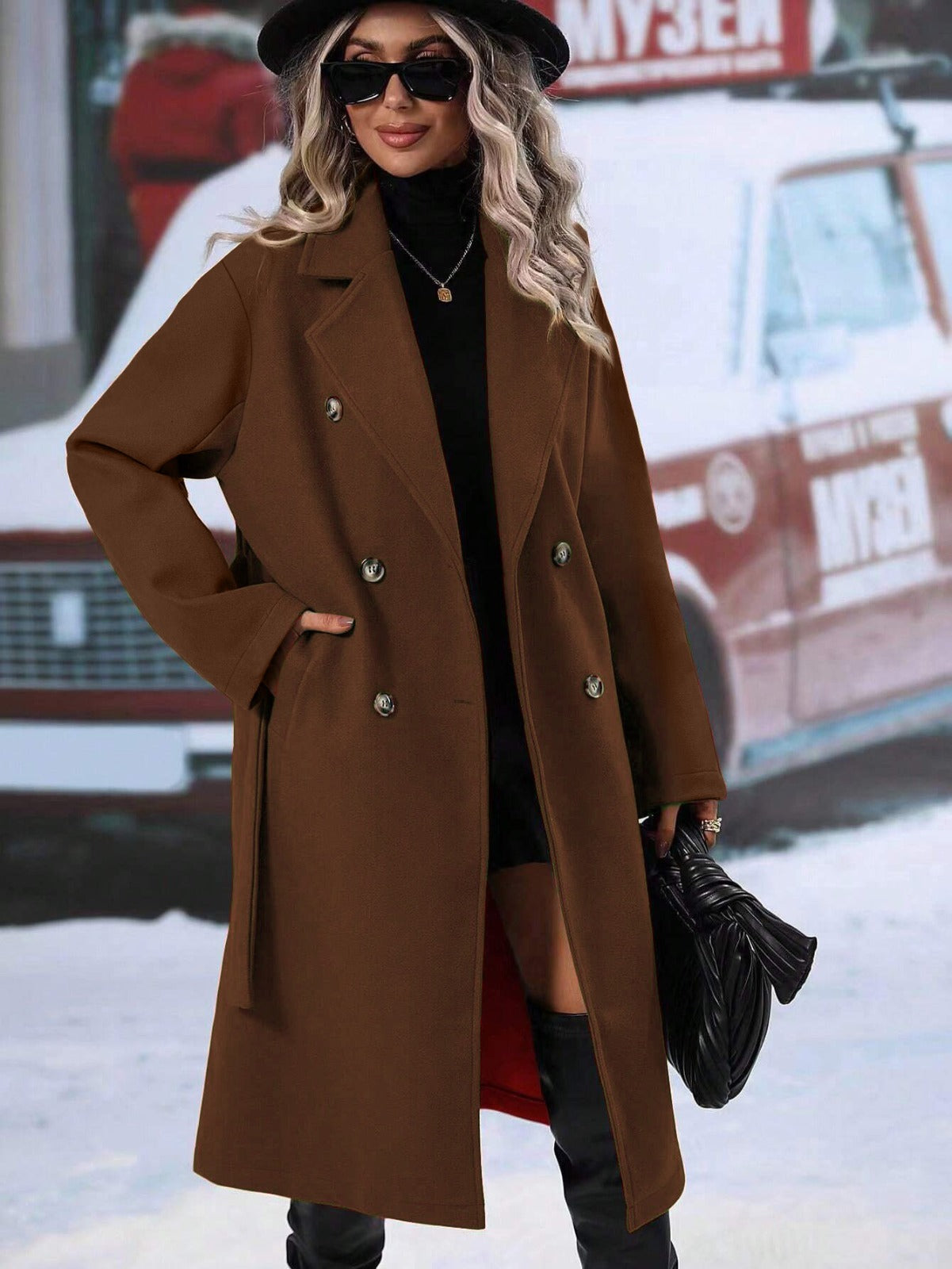 Elegant Helsinki Double-Breasted Coat – Women’s Tailored Outerwear
