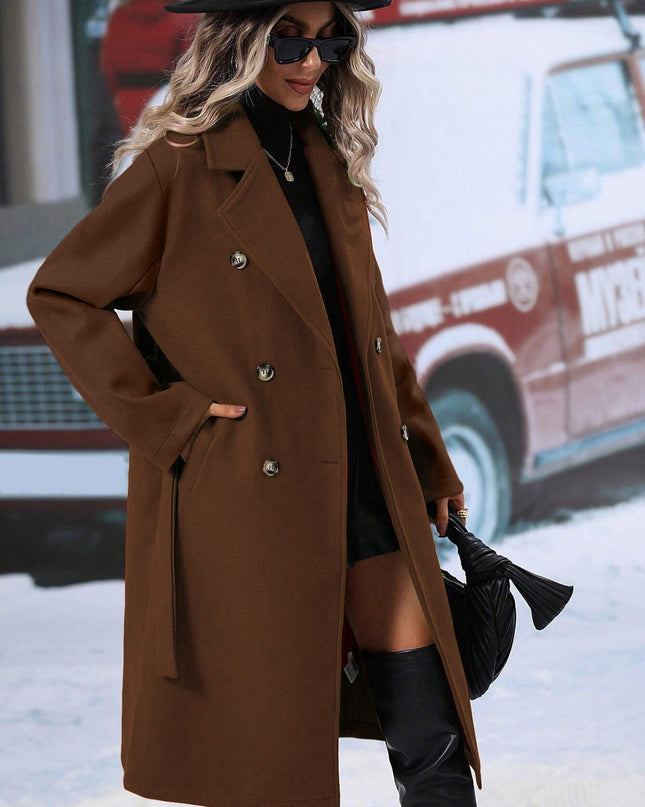 Elegant Helsinki Double-Breasted Coat – Women’s Tailored Outerwear
