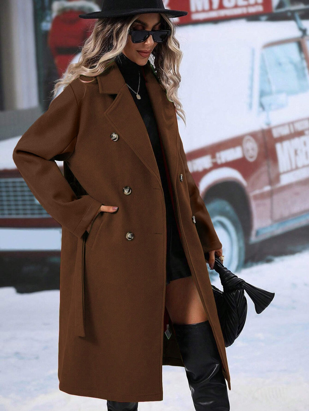 Elegant Helsinki Double-Breasted Coat – Women’s Tailored Outerwear