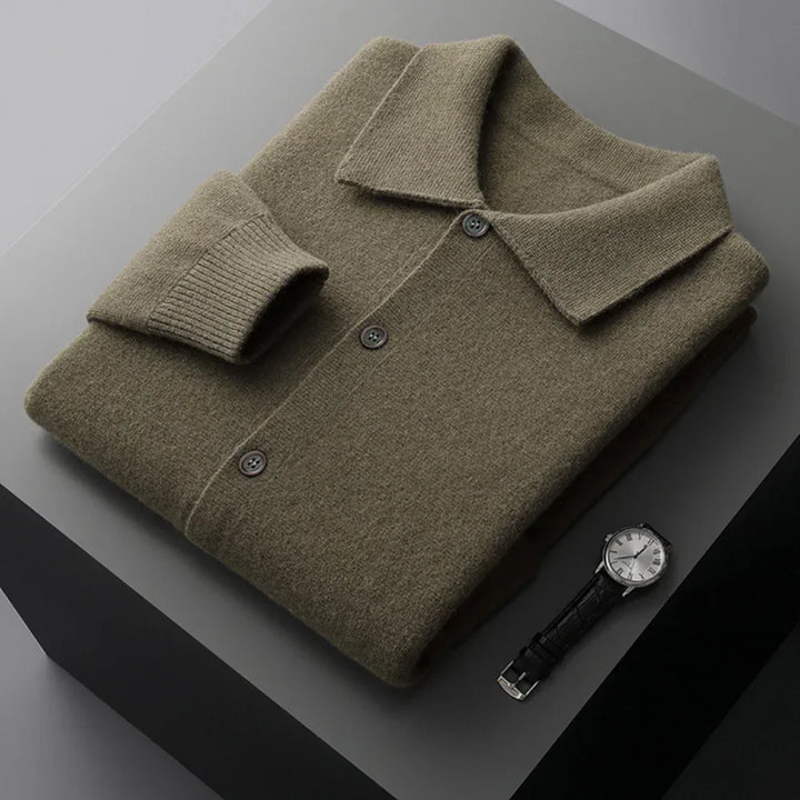 Men's Merino Wool Polo Sweater – Relaxed Fit