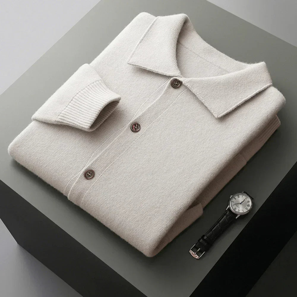Men's Merino Wool Polo Sweater – Relaxed Fit