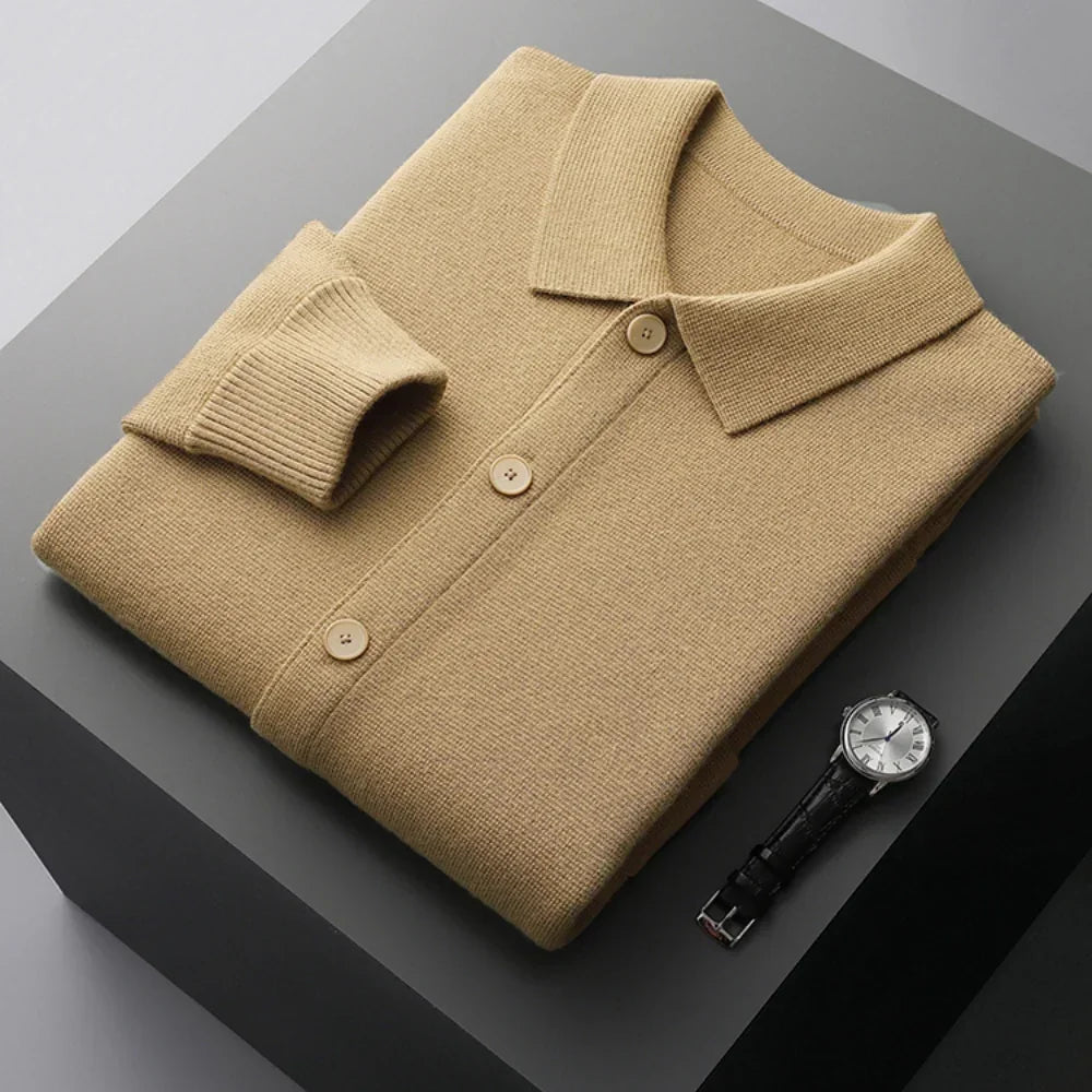 Men's Merino Wool Polo Sweater – Relaxed Fit