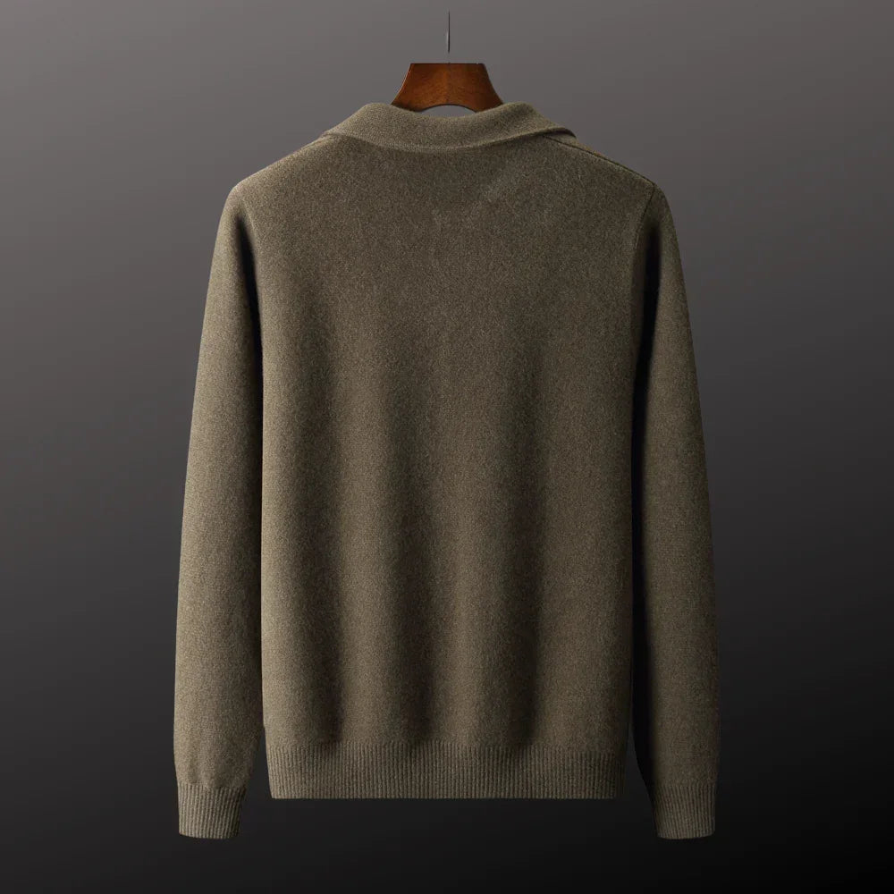 Men's Merino Wool Polo Sweater – Relaxed Fit