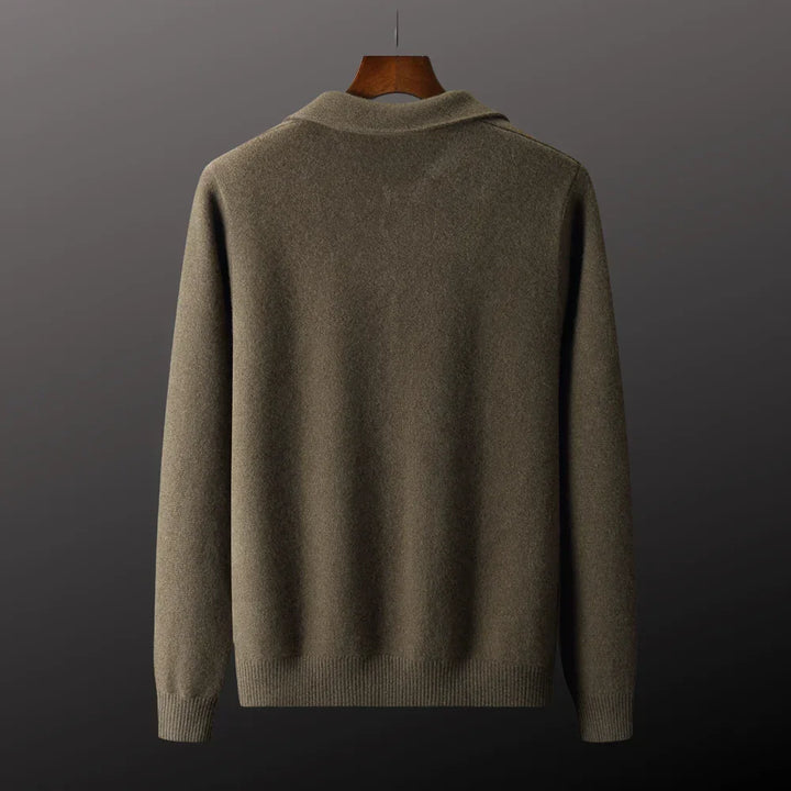 Men's Merino Wool Polo Sweater – Relaxed Fit
