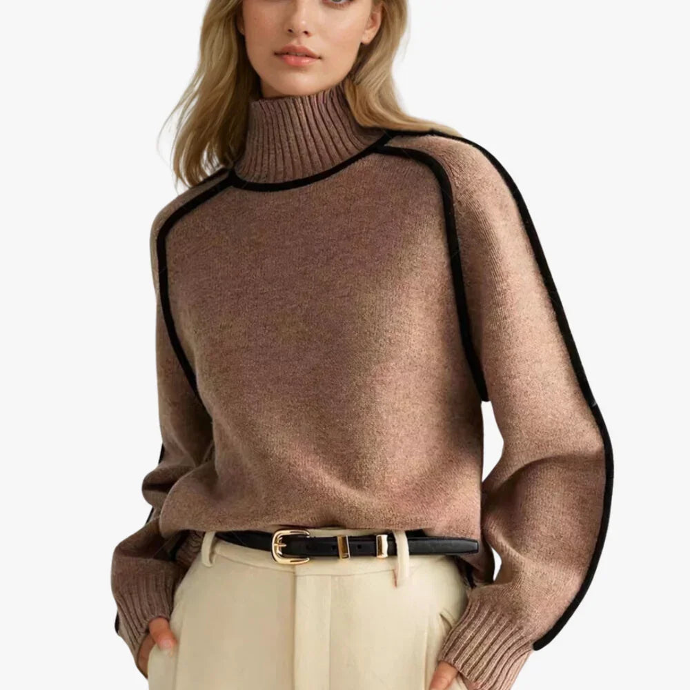 Women’s Soft Ribbed Turtleneck Sweater with Relaxed Fit