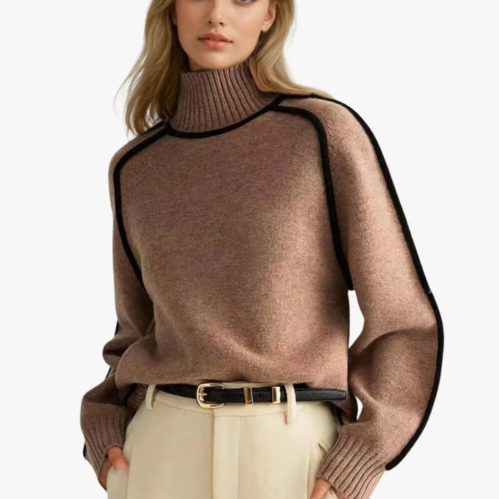Women’s Soft Ribbed Turtleneck Sweater with Relaxed Fit