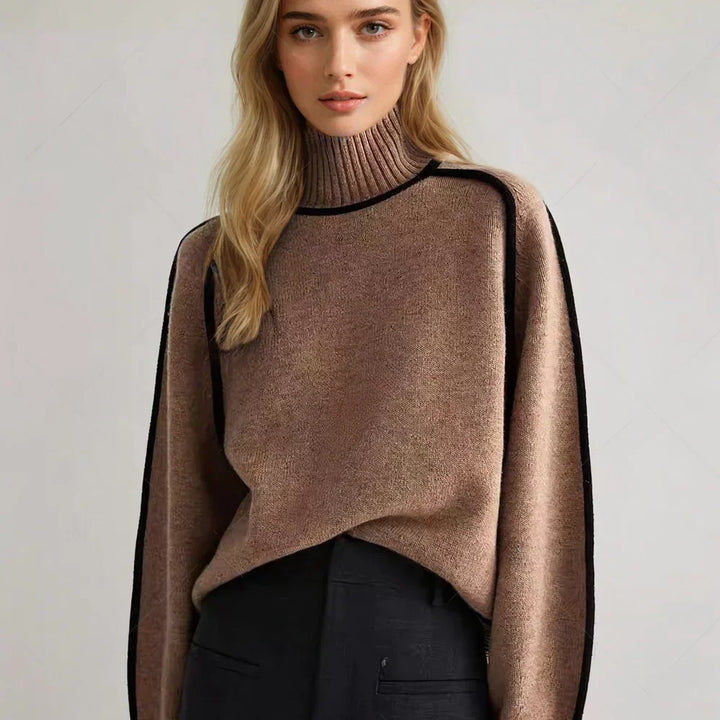 Women’s Soft Ribbed Turtleneck Sweater with Relaxed Fit