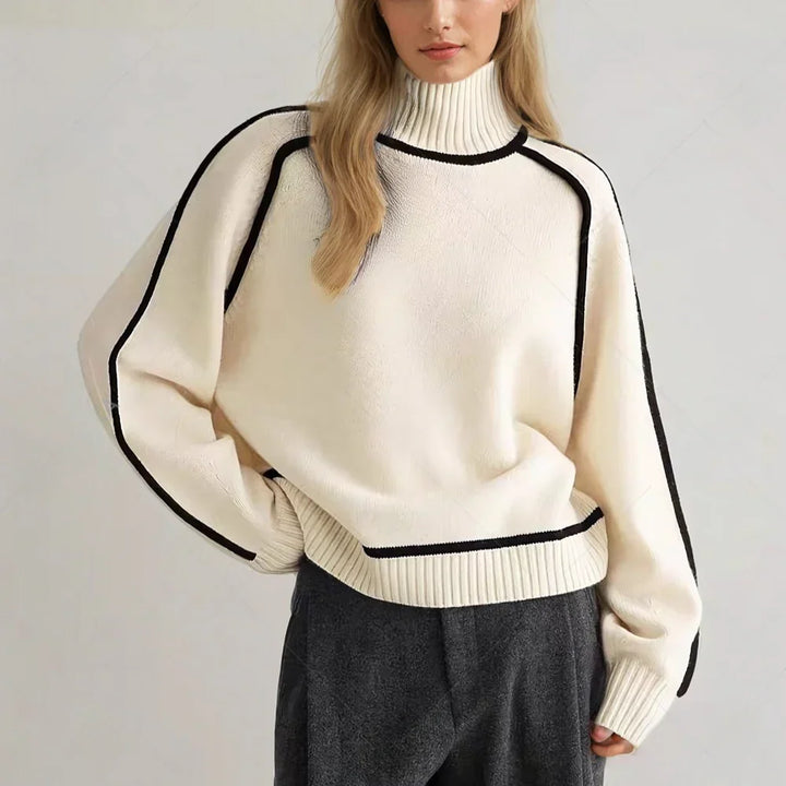 Women’s Soft Ribbed Turtleneck Sweater with Relaxed Fit